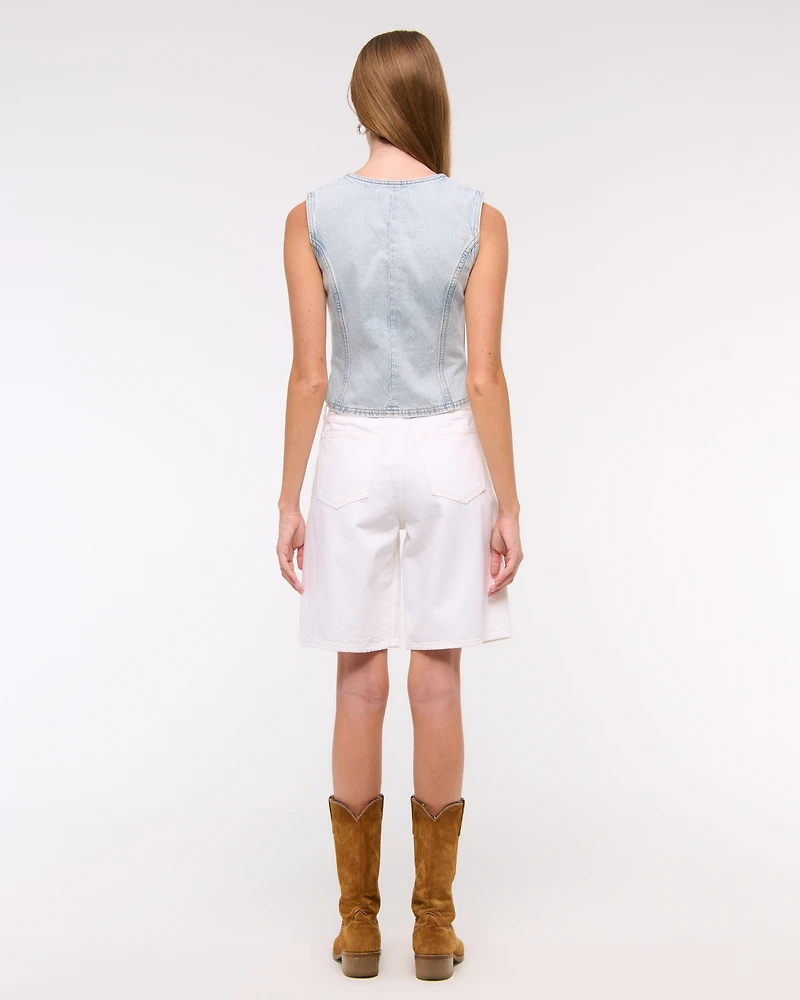 Tie-Front Denim Vest