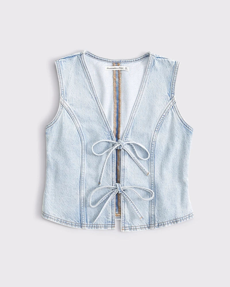 Tie-Front Denim Vest
