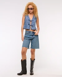 Tie-Front Denim Vest