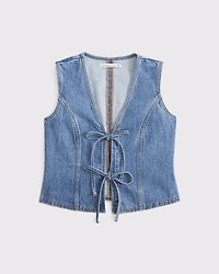 Tie-Front Denim Vest