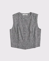 Cropped Linen-Blend Button-Through Vest