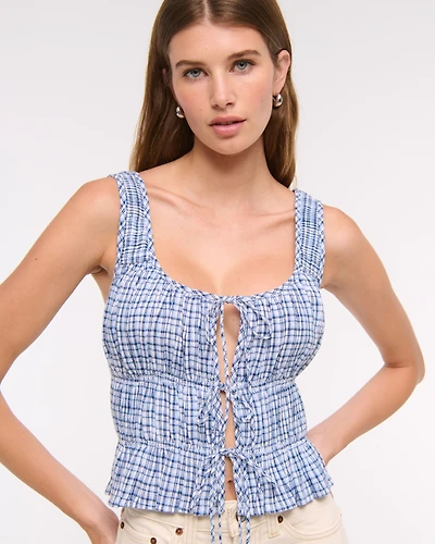 Ruched Tie-Front Top