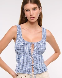 Ruched Tie-Front Top