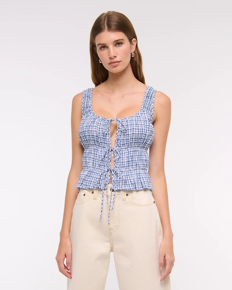 Ruched Tie-Front Top