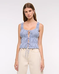 Ruched Tie-Front Top