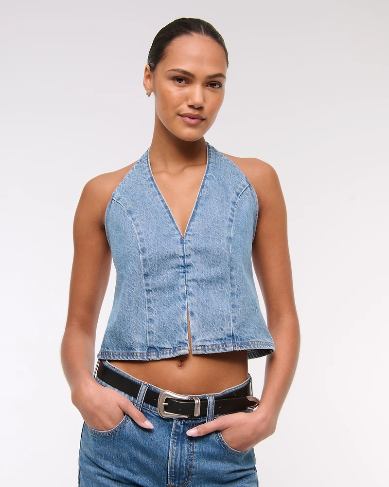 Denim Halter Vest
