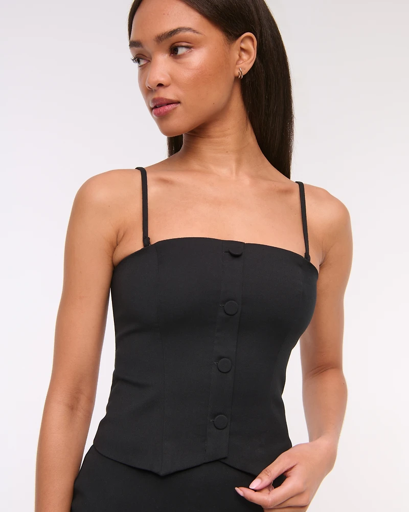 Strapless Cropped Tailored Vest