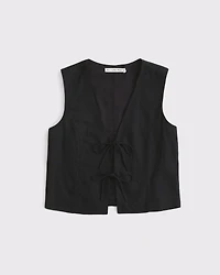 Tie-Front Linen-Blend Vest