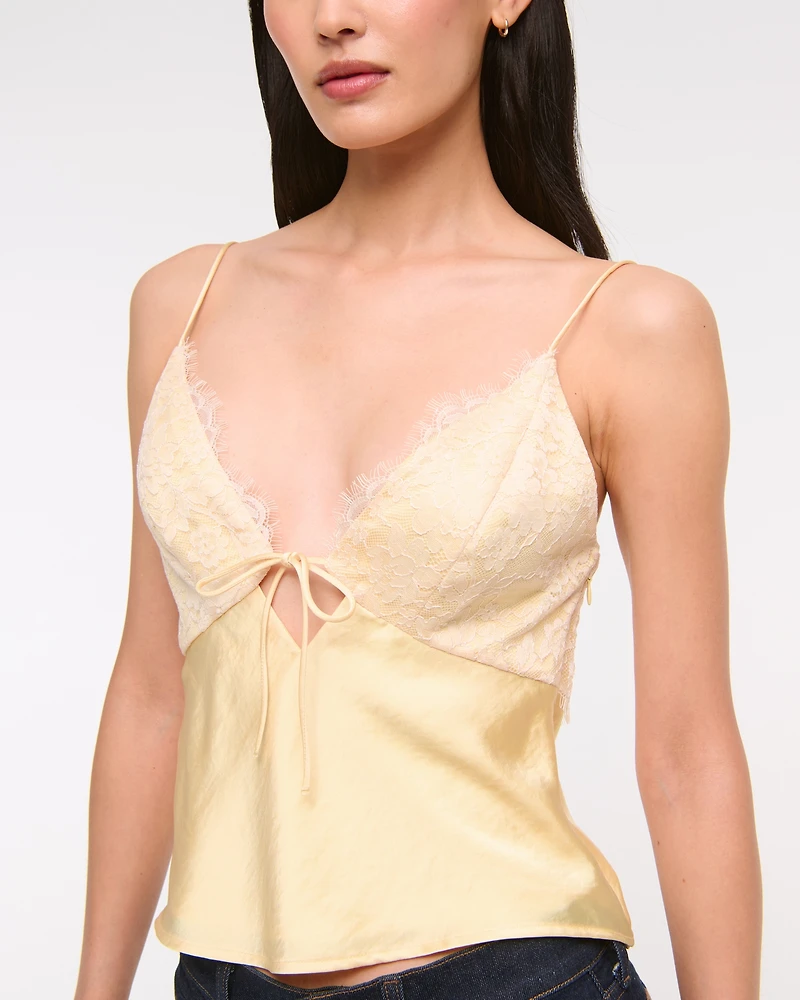 Lace and Satin V-Neck Cami