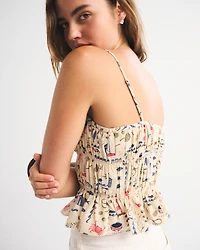 Camiseta de tirantes fruncido con lazada delantera