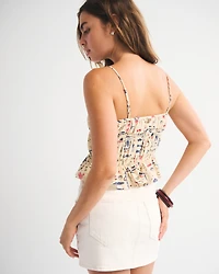 Camiseta de tirantes fruncido con lazada delantera