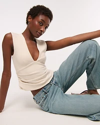 Bra-Free Plunge Ruched Top