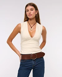 Bra-Free Plunge Ruched Top