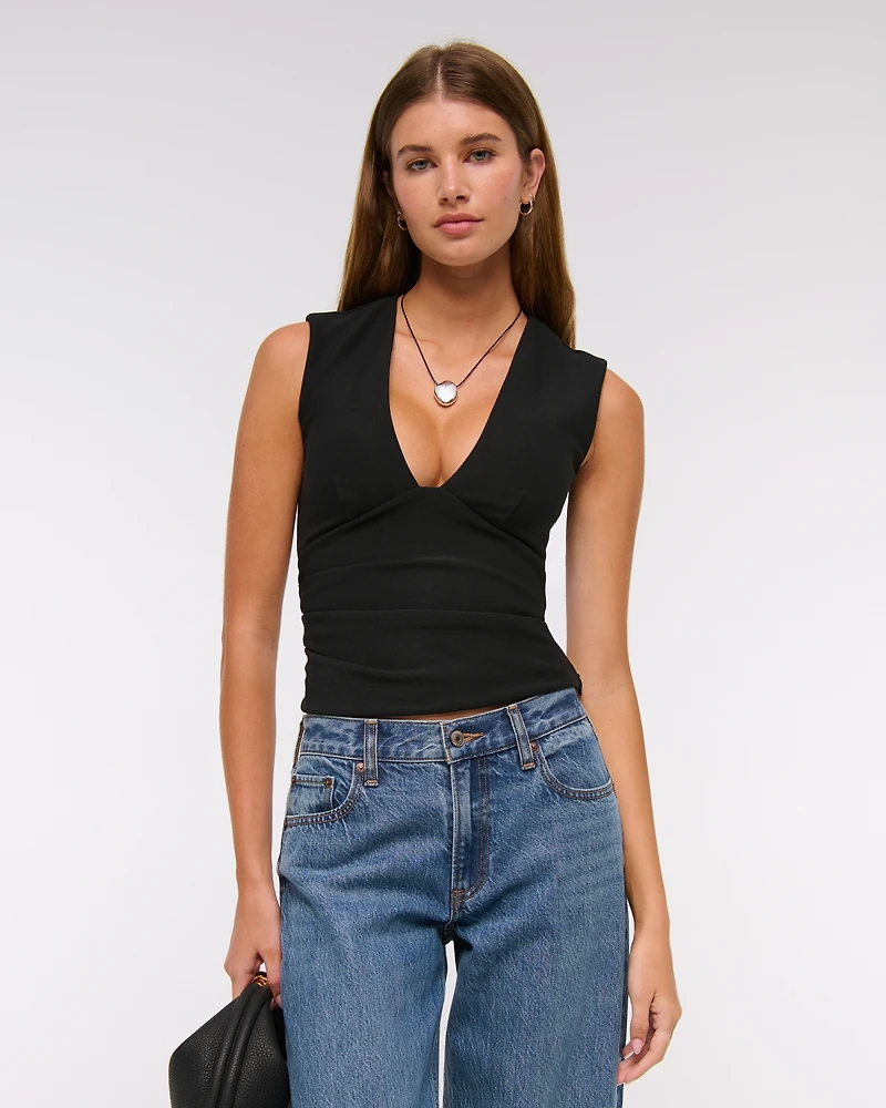 Bra-Free Plunge Ruched Top