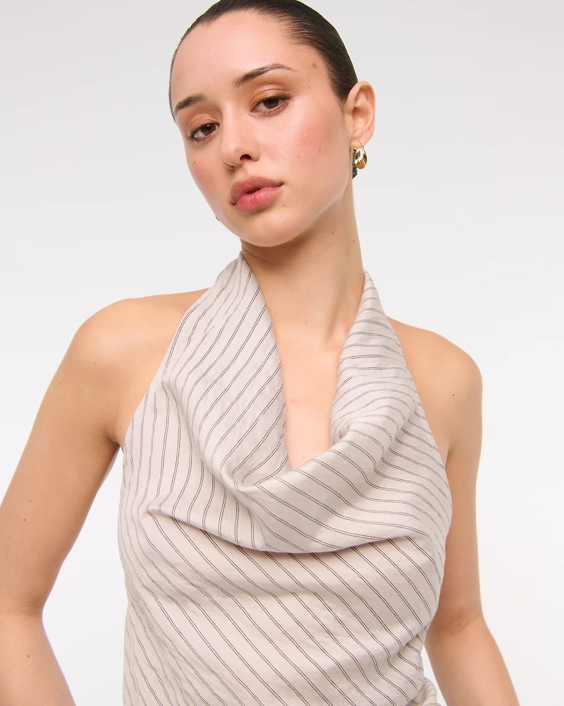 Cowl Neck Tie-Back Halter Top