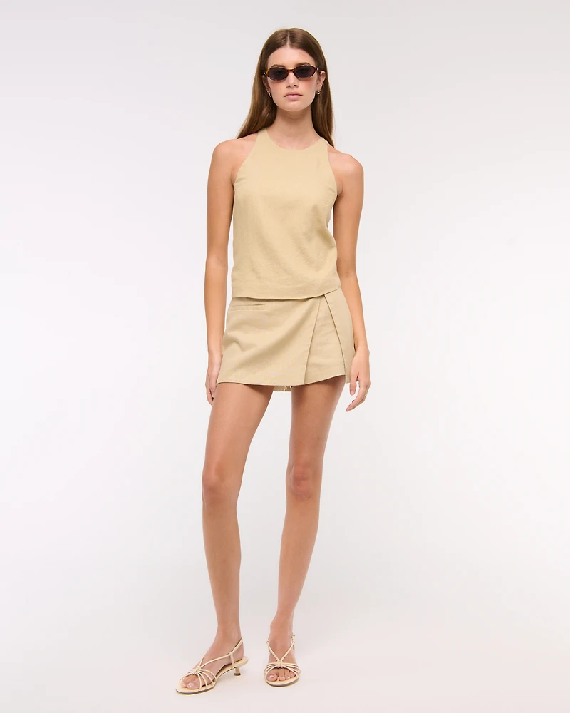 Linen-Blend Open-Back Set Top