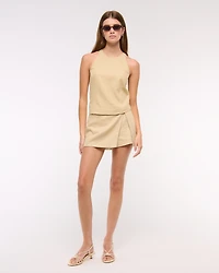 Linen-Blend Open-Back Set Top