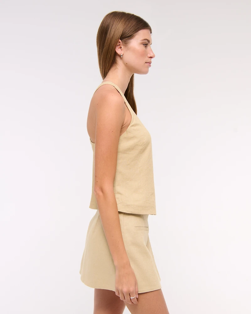 Linen-Blend Open-Back Set Top