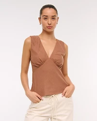 Linen-Blend Tie-Back Set Top