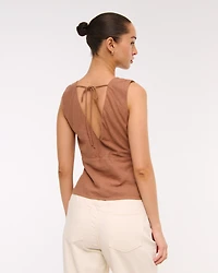 Linen-Blend Tie-Back Set Top