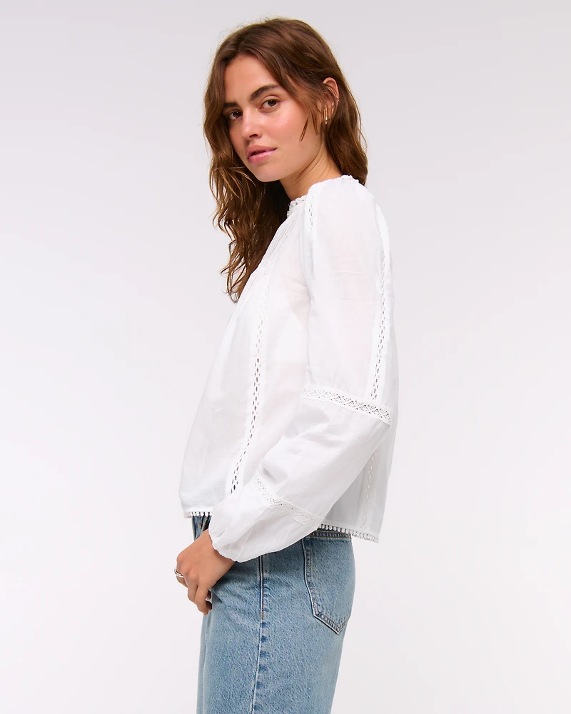 Long-Sleeve Lace-Trim Top
