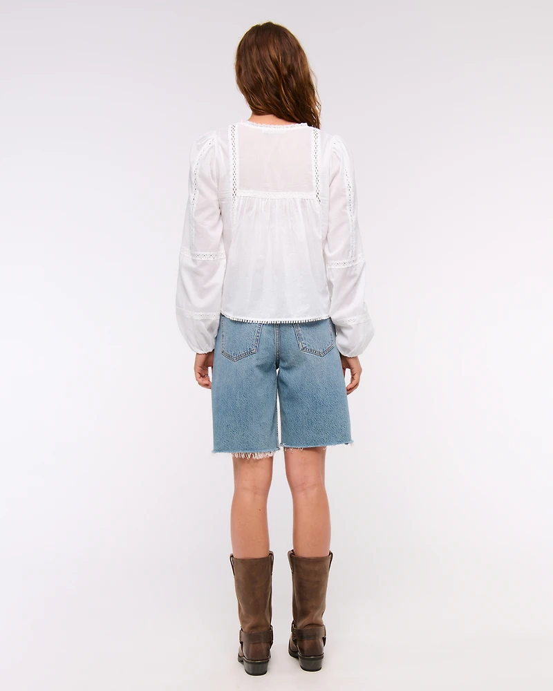 Long-Sleeve Lace-Trim Top