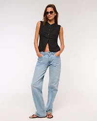 Linen-Blend Button-Through Vest