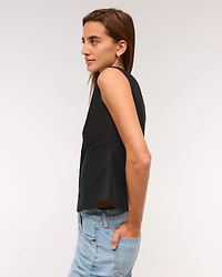 Linen-Blend Button-Through Vest