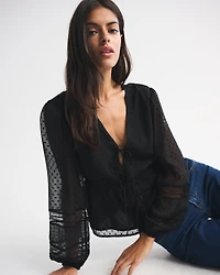 Long-Sleeve Tie-Front Top