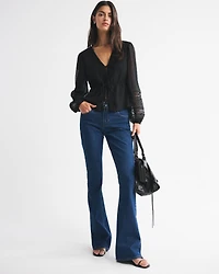 Long-Sleeve Tie-Front Top