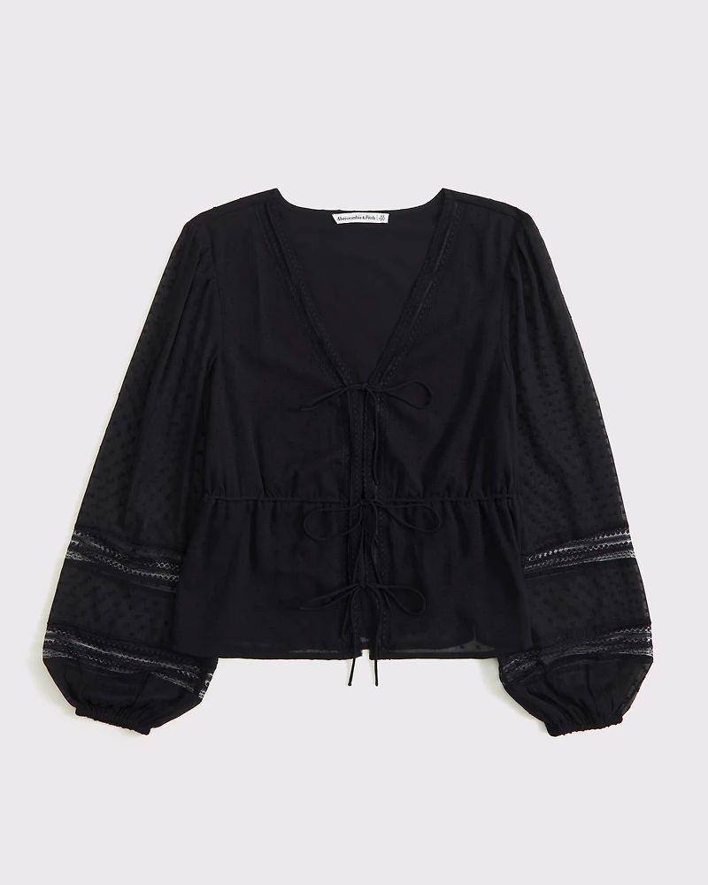 Long-Sleeve Tie-Front Top
