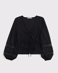 Long-Sleeve Tie-Front Top