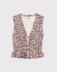 Smocked Tie-Front Set Top