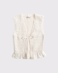 Smocked Tie-Front Set Top
