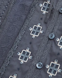 Button-Through Lace-Trim Top