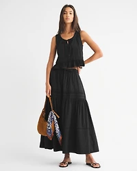 Button-Through Lace-Trim Top