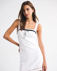 Linen-Blend Strapless Set Top