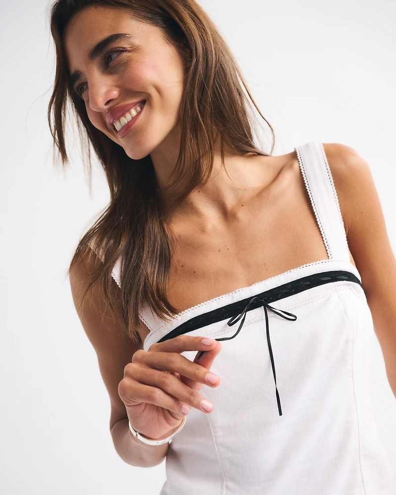 Linen-Blend Strapless Set Top
