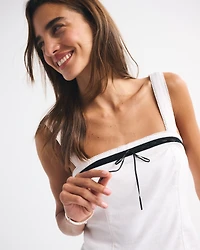Linen-Blend Strapless Set Top