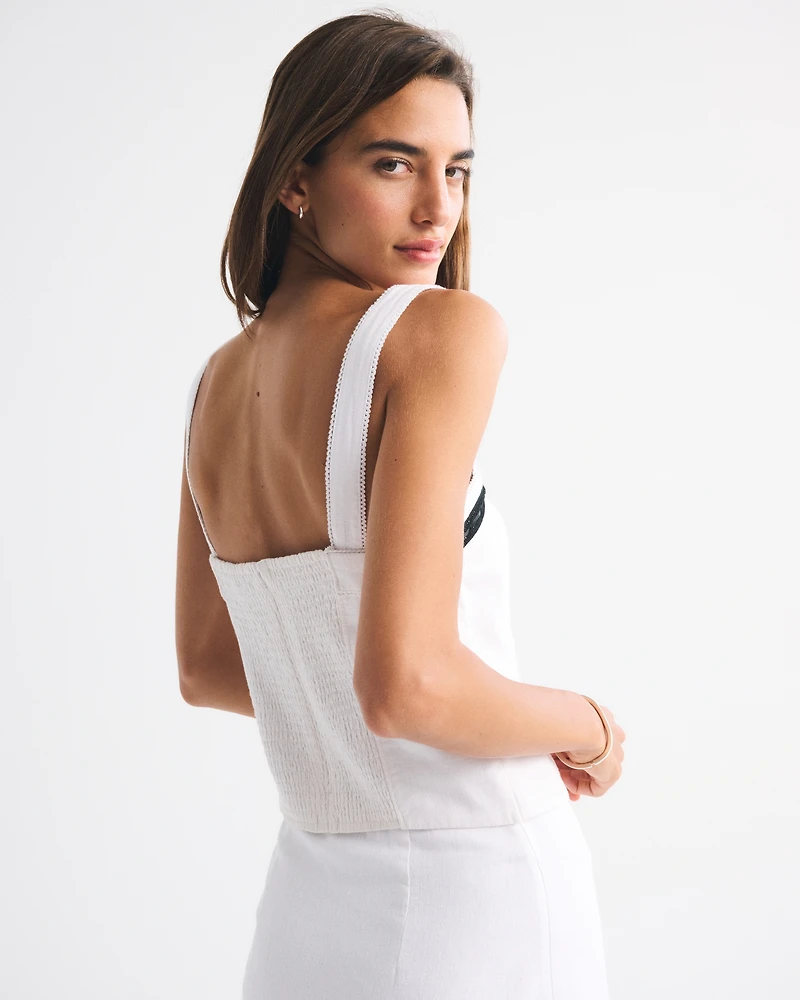 Linen-Blend Strapless Set Top