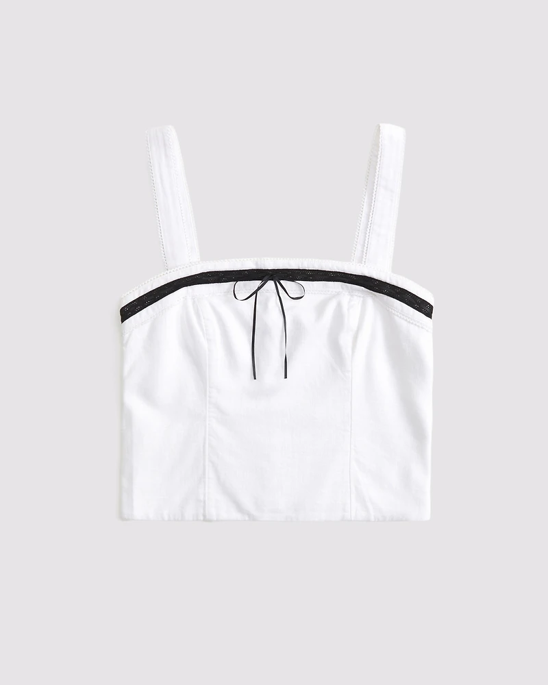 Linen-Blend Strapless Set Top