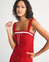 Linen-Blend Strapless Set Top