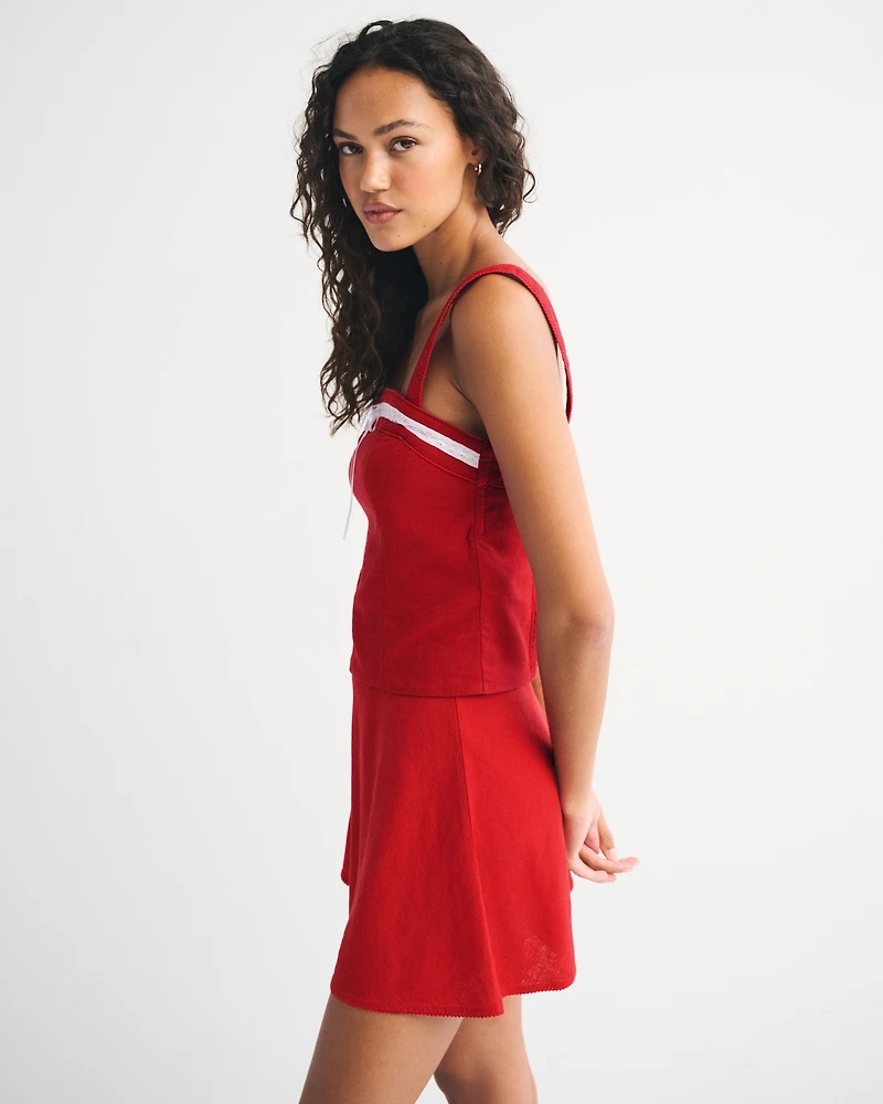 Linen-Blend Strapless Set Top