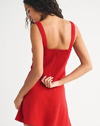 Linen-Blend Strapless Set Top