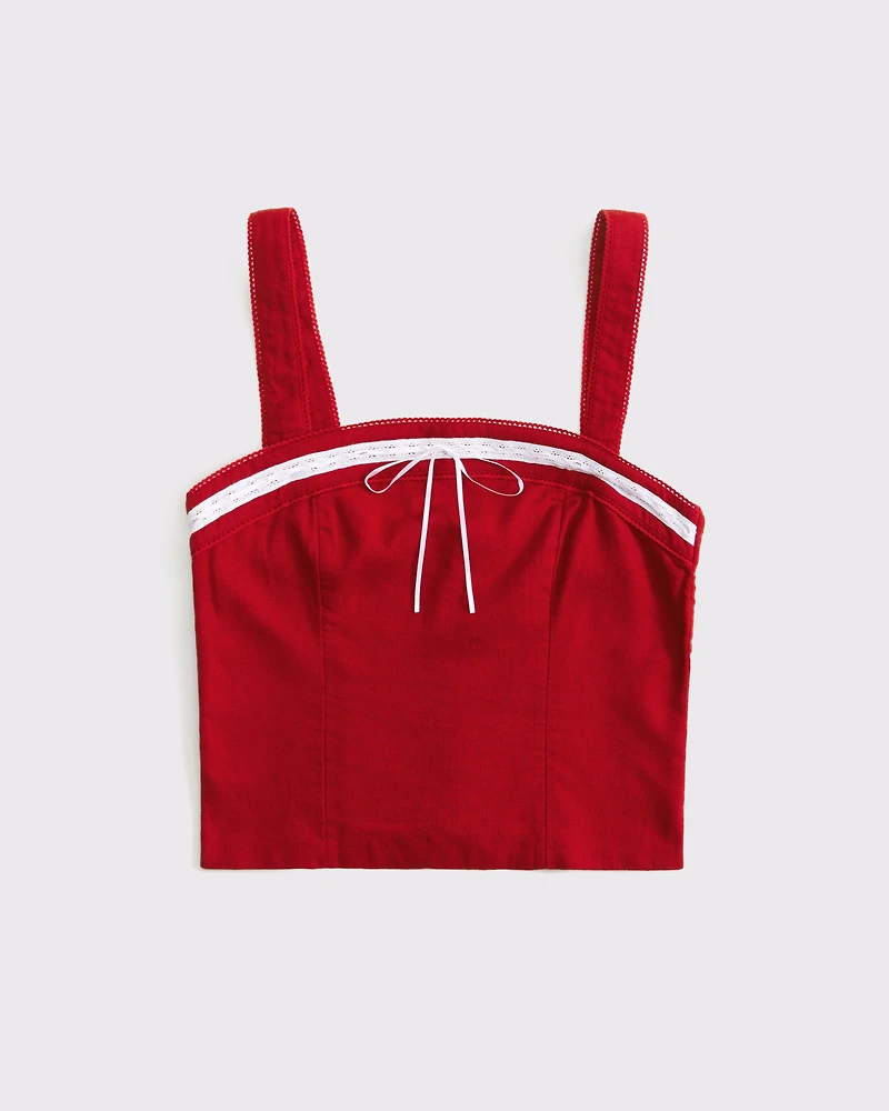 Linen-Blend Strapless Set Top