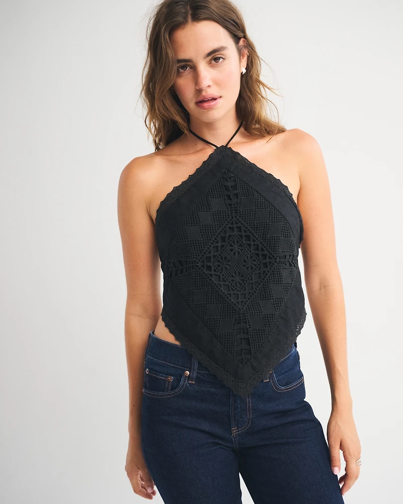 Linen-Blend Bandana Top