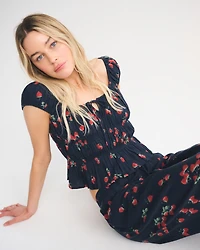 Linen-Blend Smocked Top