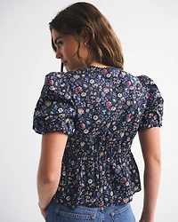 Puff Sleeve Button-Through Top