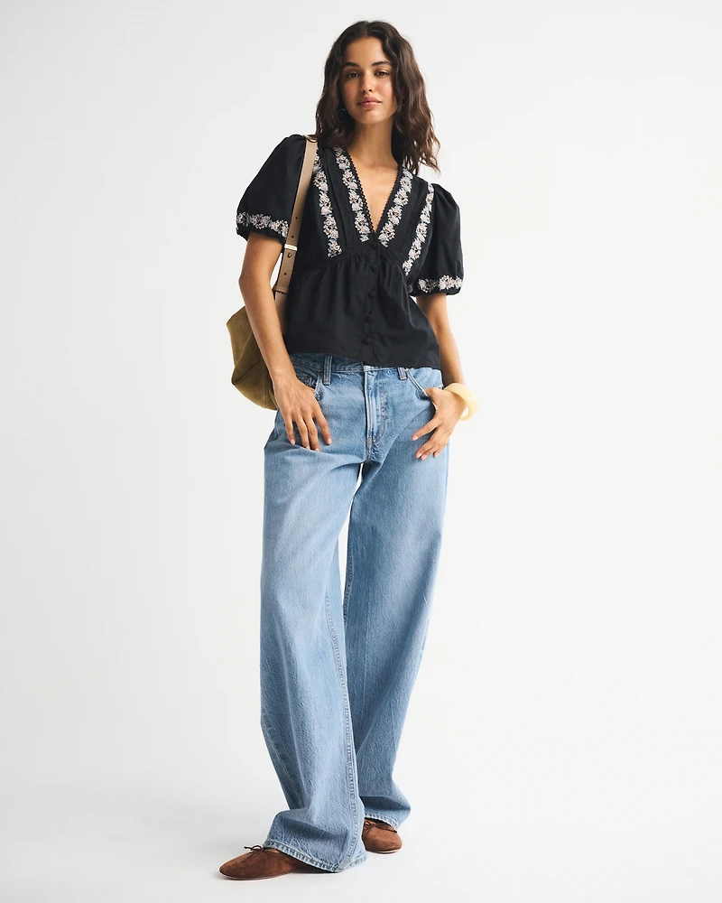 Puff Sleeve Button-Through Top