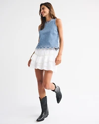 Eyelet Denim Shell Top